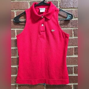 Lacoste Red Polo Sleeveless Golf Shirt 36